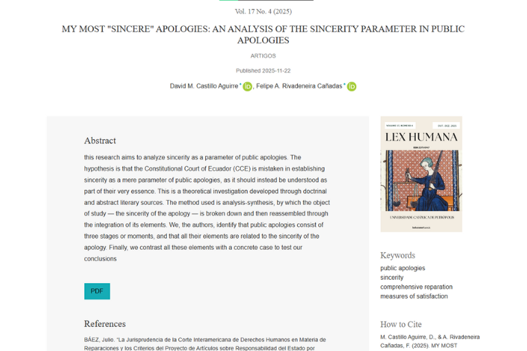 Investigación de la UHE es publicada en la revista internacional Lex Humana de la Universidade Católica de Petrópolis